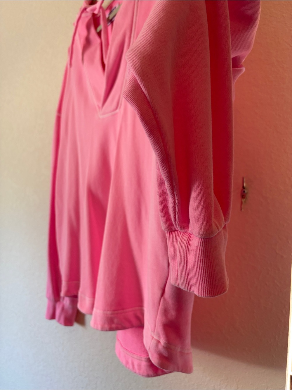 Old Navy Pink V-Neck Hooded Lightweight Tunic Length Pullover Hoodie size small - Picture 5 of 11